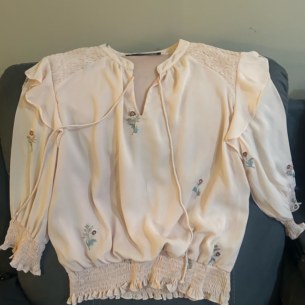 Embroidered Cream Blouse